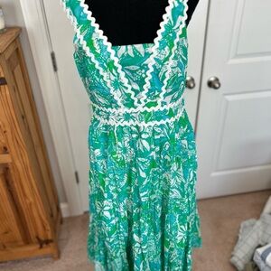 Lilly Pulitzer Green and White Sleeveless Sundress